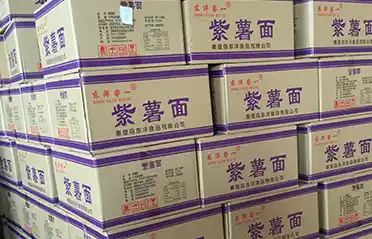 Friteras nudelkakor med lila sötpotatis? Dongyang Foods använder en icke-stekt process.